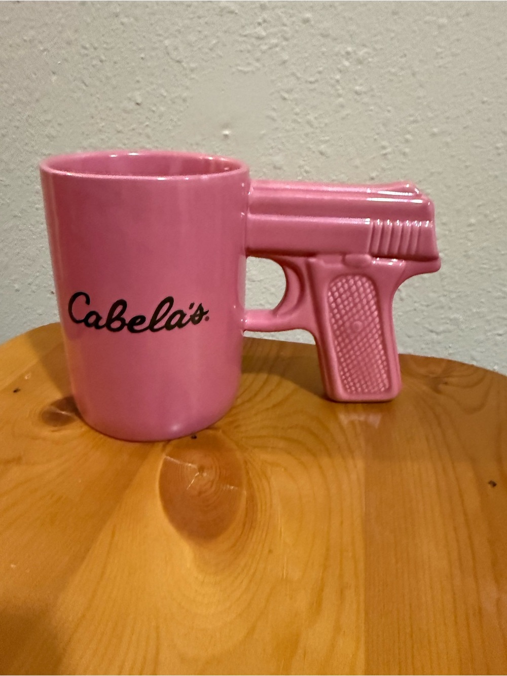 Cabela's Pink Ceramic Mug with Gun-Shaped Handle